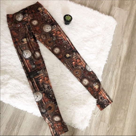 Goldsheep Pants - Goldsheep Clock Print Leggings Size Small